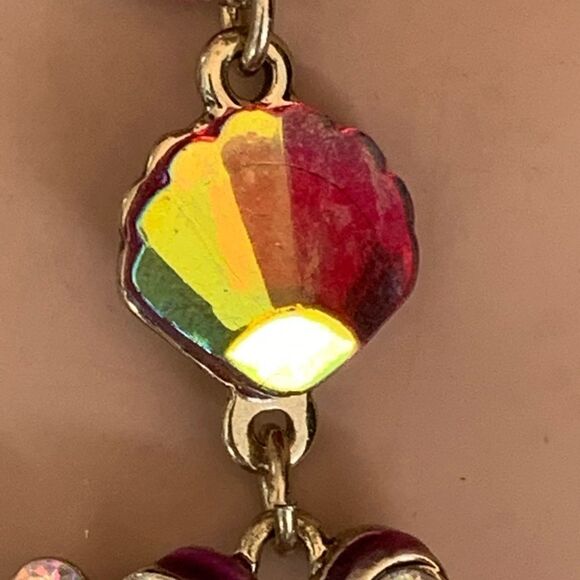 Betsey Johnson pink crystal enamel fish and shell necklace nwot - Picture 8 of 11